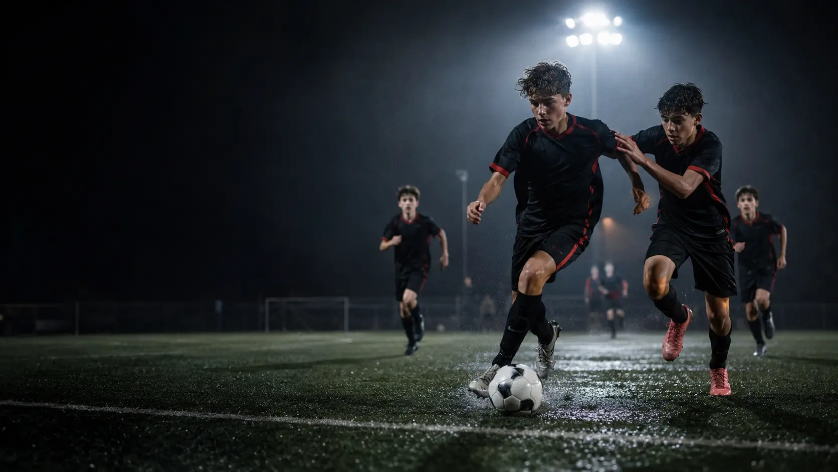 Germantown Legends players competing under stadium lights